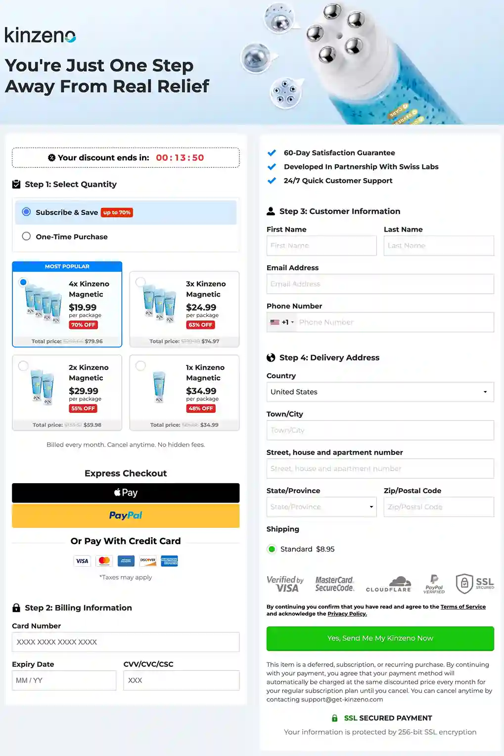 Kinzeno Secure Payment – All Major Cards Accepted, SSL Encrypted